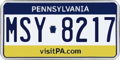 PA license plate MSY8217