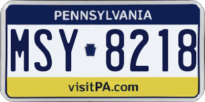 PA license plate MSY8218