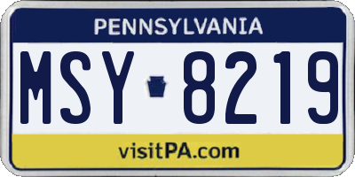 PA license plate MSY8219