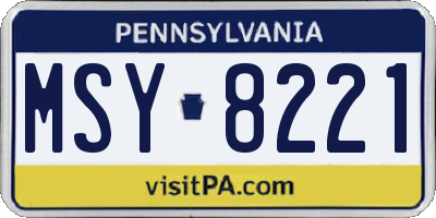 PA license plate MSY8221
