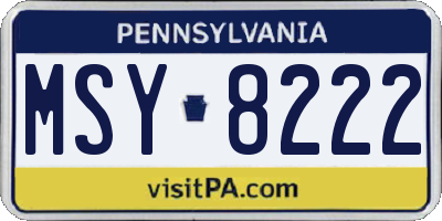 PA license plate MSY8222