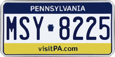 PA license plate MSY8225