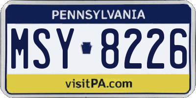 PA license plate MSY8226