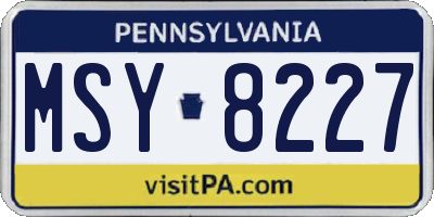 PA license plate MSY8227