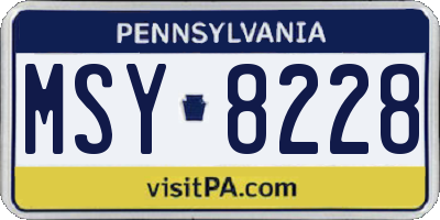 PA license plate MSY8228