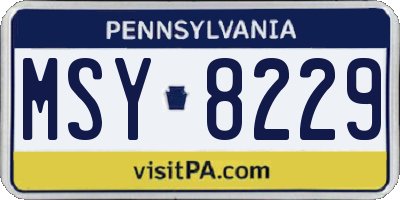 PA license plate MSY8229