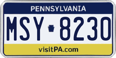 PA license plate MSY8230
