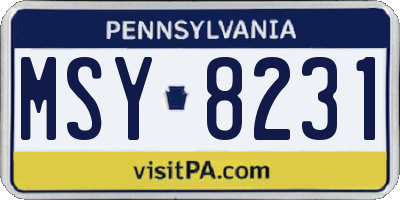 PA license plate MSY8231