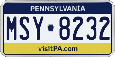 PA license plate MSY8232
