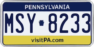 PA license plate MSY8233