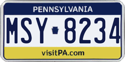 PA license plate MSY8234