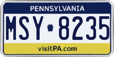 PA license plate MSY8235