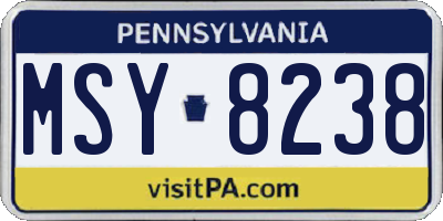 PA license plate MSY8238