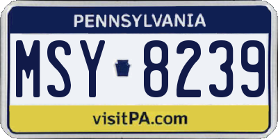 PA license plate MSY8239