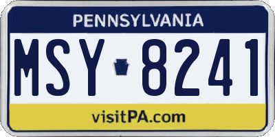 PA license plate MSY8241