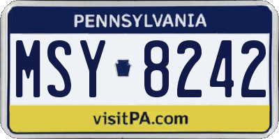 PA license plate MSY8242