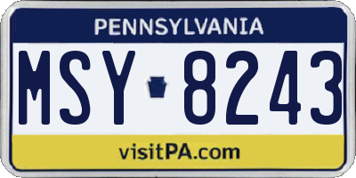 PA license plate MSY8243