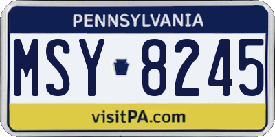 PA license plate MSY8245