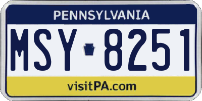 PA license plate MSY8251