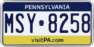 PA license plate MSY8258