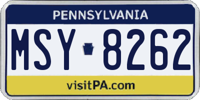PA license plate MSY8262
