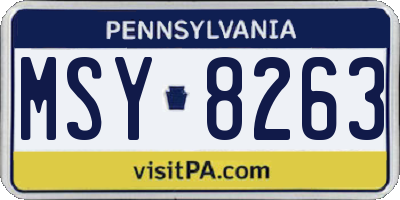 PA license plate MSY8263