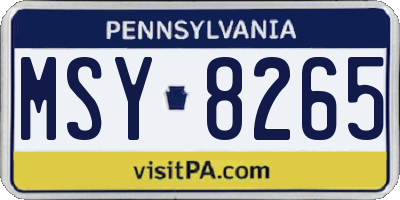 PA license plate MSY8265