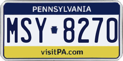 PA license plate MSY8270