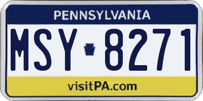 PA license plate MSY8271