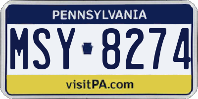 PA license plate MSY8274