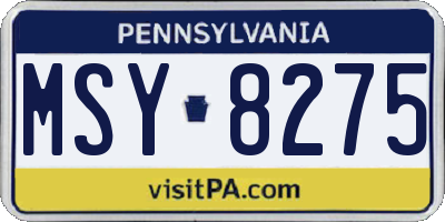 PA license plate MSY8275