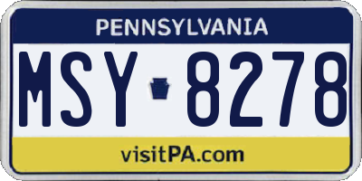 PA license plate MSY8278