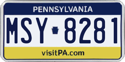 PA license plate MSY8281