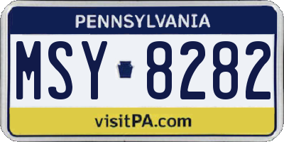 PA license plate MSY8282