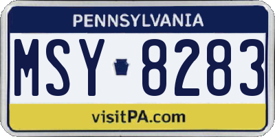 PA license plate MSY8283