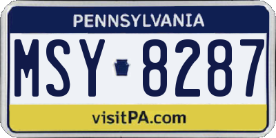 PA license plate MSY8287