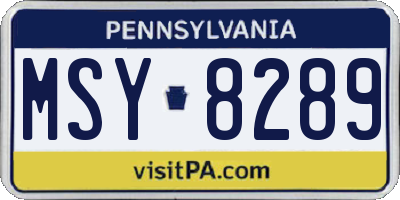 PA license plate MSY8289