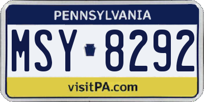PA license plate MSY8292