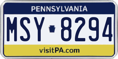 PA license plate MSY8294