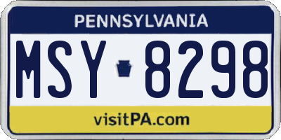 PA license plate MSY8298