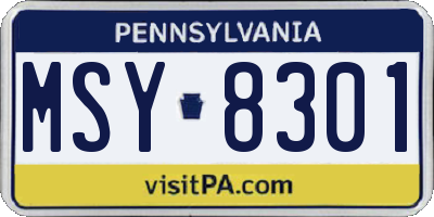 PA license plate MSY8301