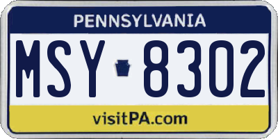 PA license plate MSY8302