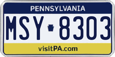 PA license plate MSY8303