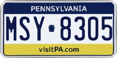 PA license plate MSY8305