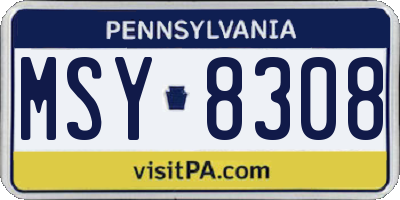 PA license plate MSY8308