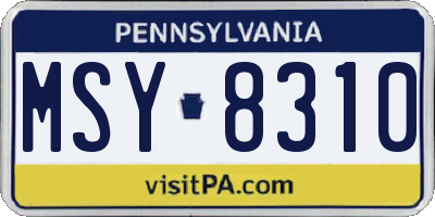 PA license plate MSY8310