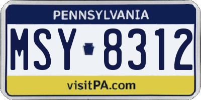 PA license plate MSY8312