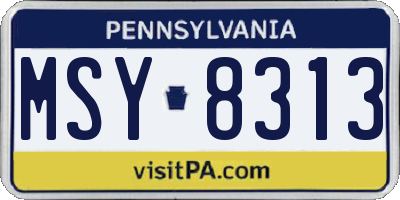 PA license plate MSY8313