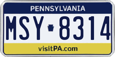 PA license plate MSY8314