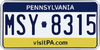 PA license plate MSY8315